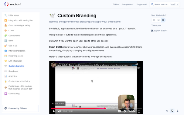 Capture d'écran de https://react-dsfr.codegouv.studio/custom-branding